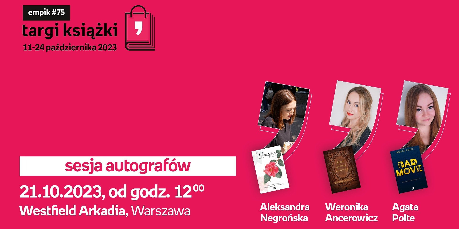 Trwa 8. edycja Targów Książki Empiku. 21 października spotkanie z pisarkami Young Adult w w Westfield Arkadia